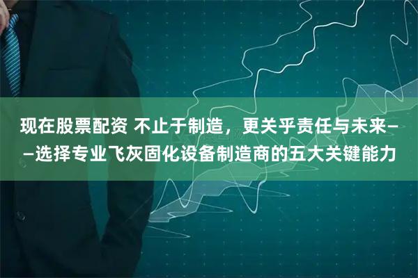 现在股票配资 不止于制造，更关乎责任与未来——选择专业飞灰固化设备制造商的五大关键能力